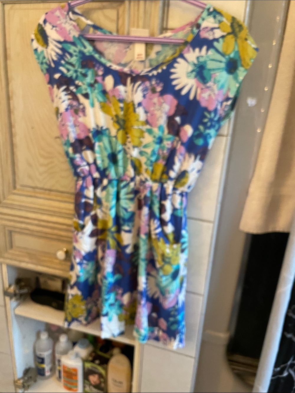 Mossimo Supply Co. Floral Scoop-Neck Dress - Blue, Teal & Pink